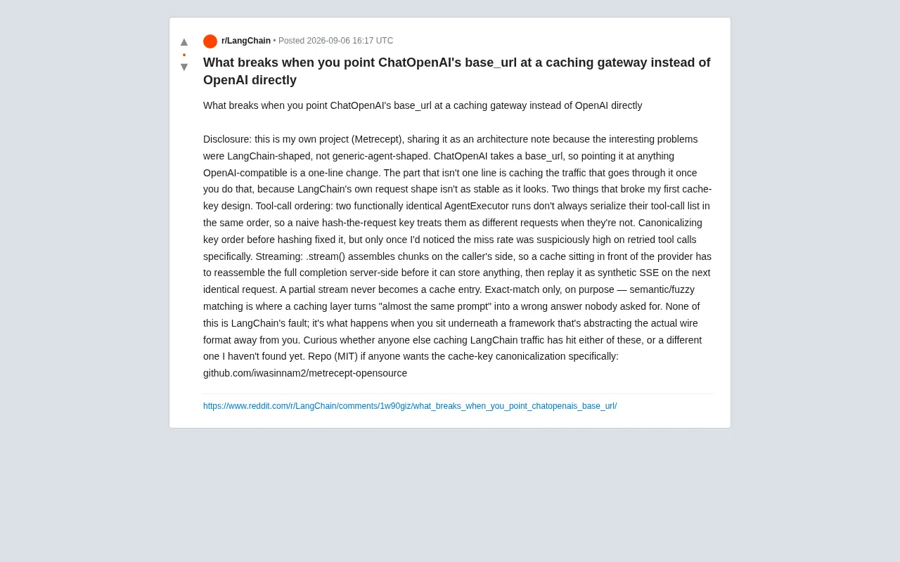 Two Hidden Pitfalls in LangChain Caching Gateways: Tool Call Ordering and Streaming Responses