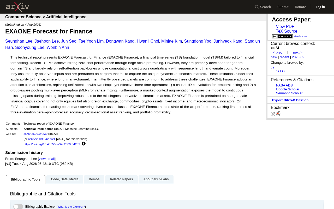 EXAONE Forecast for Finance