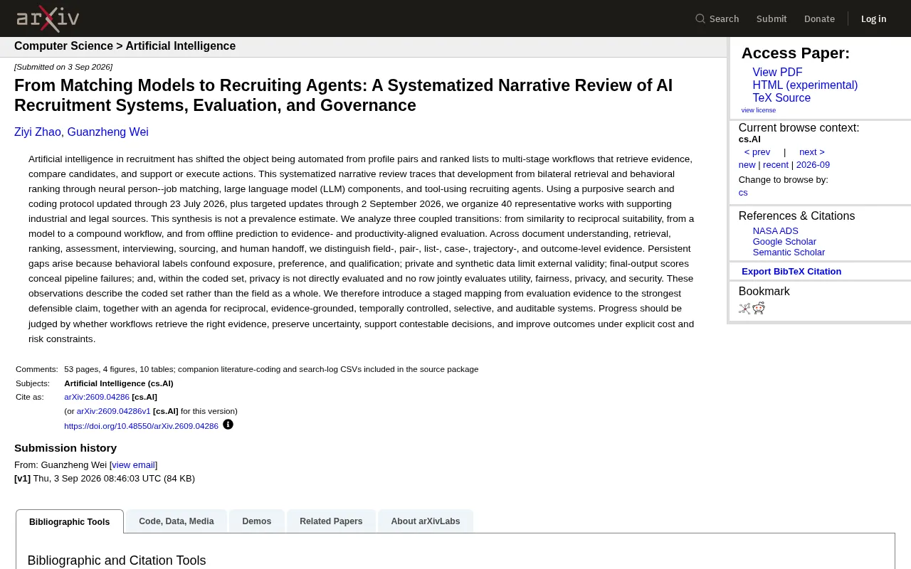 rss source: From Matching Models to Recruiting Agents: A Systematized Narrative Review of AI Recruitment Systems
