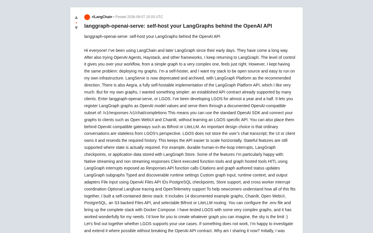 LGOS:将LangGraph工作流伪装成OpenAI模型的自托管部署方案