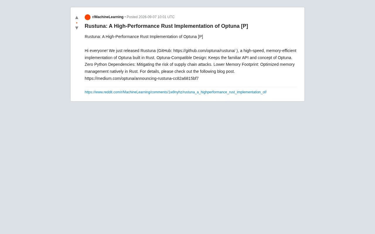 Rustuna Released: Rewriting Optuna in Rust for Performance and Security Gains