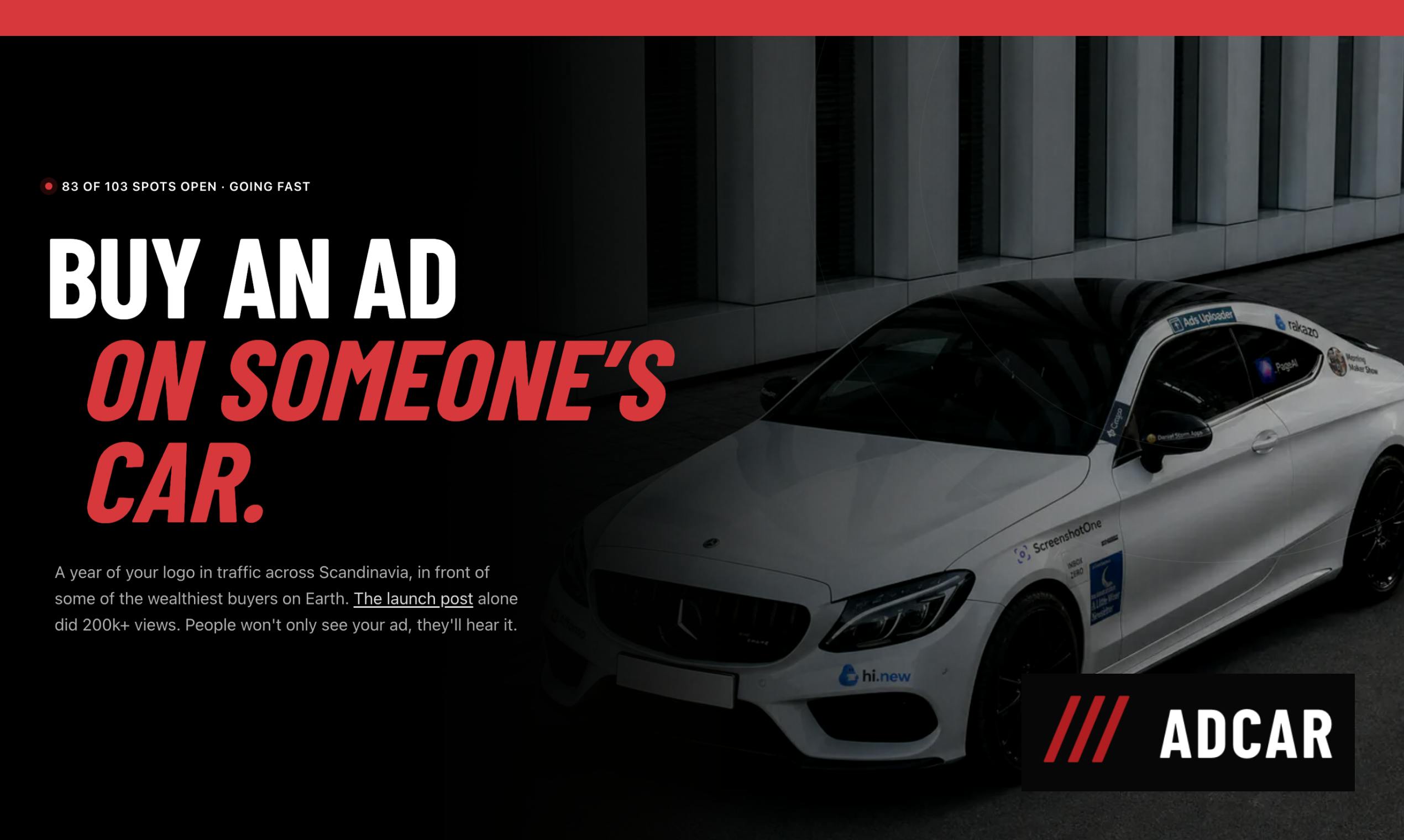 AdCar: Put your brand on someone's loud car, YouTube and X
