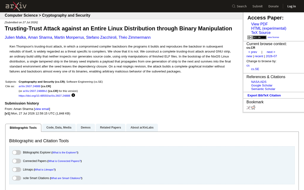 hackernews source: Trusting-Trust Attack against an Entire Linux Distribution