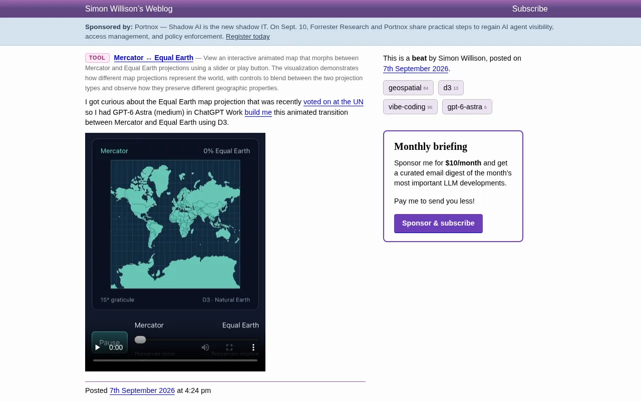 Building a Map Projection Conversion Tool with AI: Animated Comparison of Mercator and Equal-Area Projections