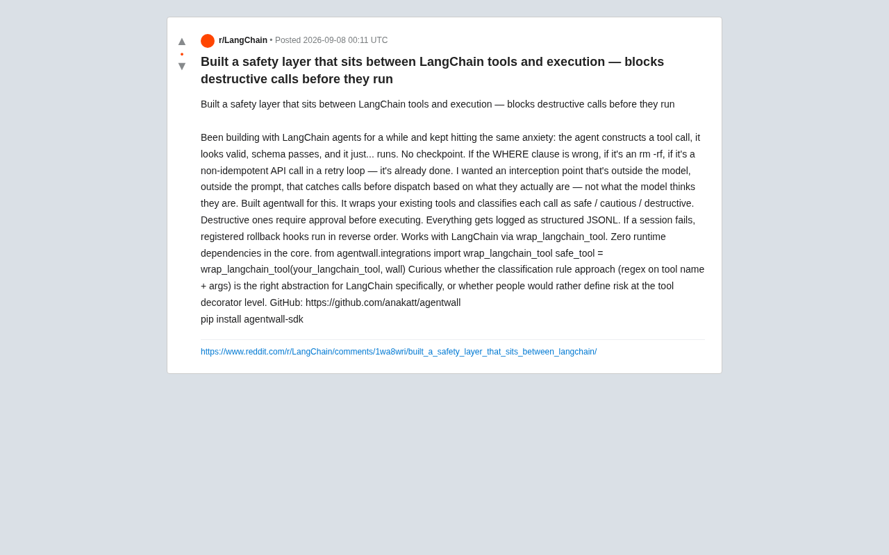 AgentWall: A Security Interception Solution for LangChain Tool Calls