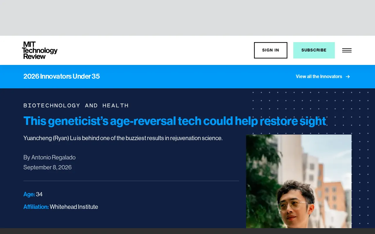 Reversing Aging with Genetics to Restore Vision: A Breakthrough from a Chinese-American Scientist