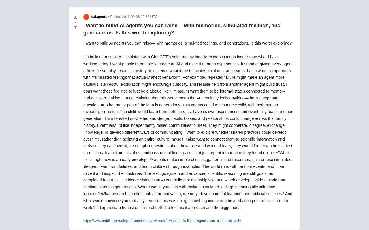 Tameable AI Agents: Experiments in Multi-Generational Evolution and Emotional Memory Systems