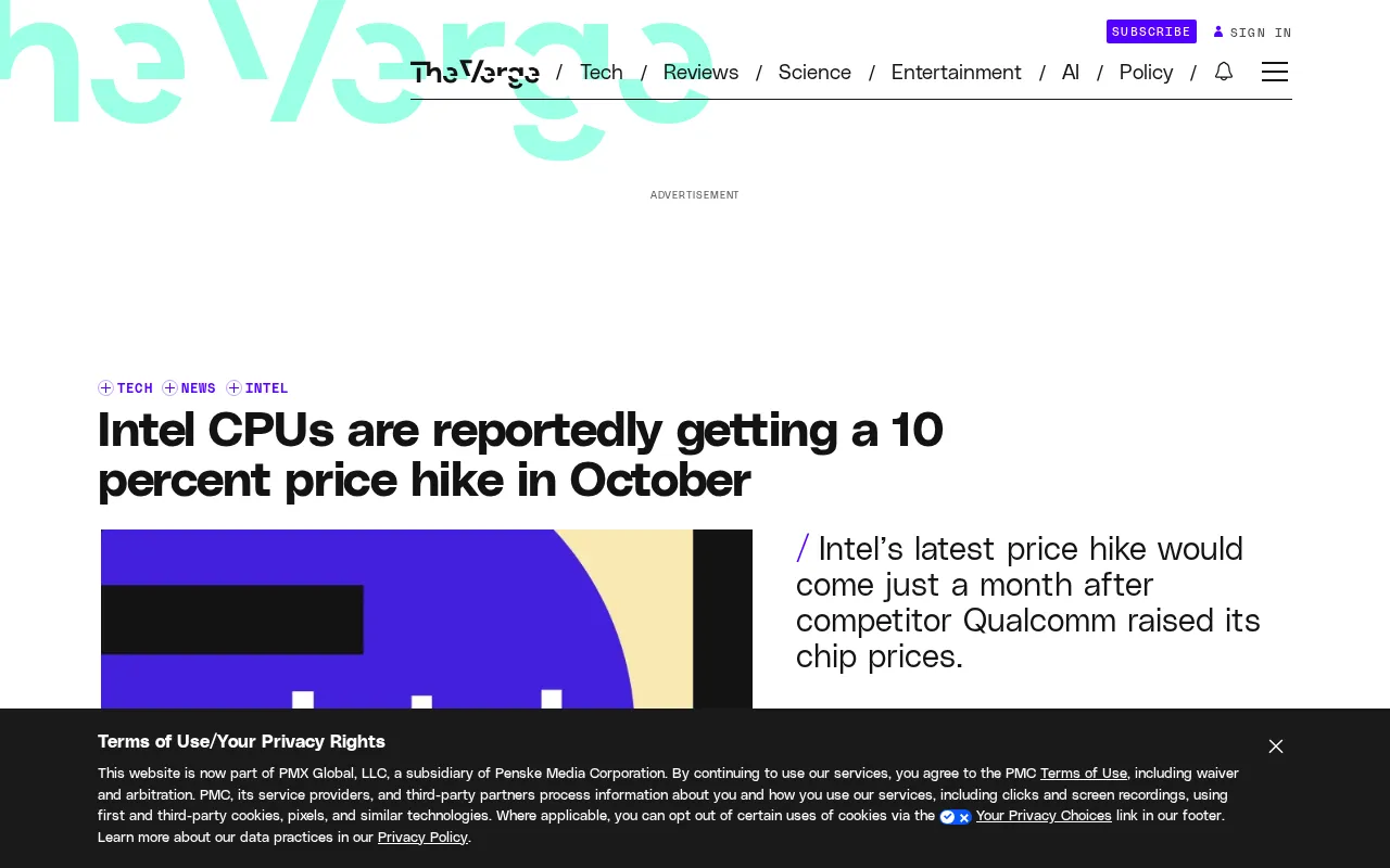 Intel CPU price increase report