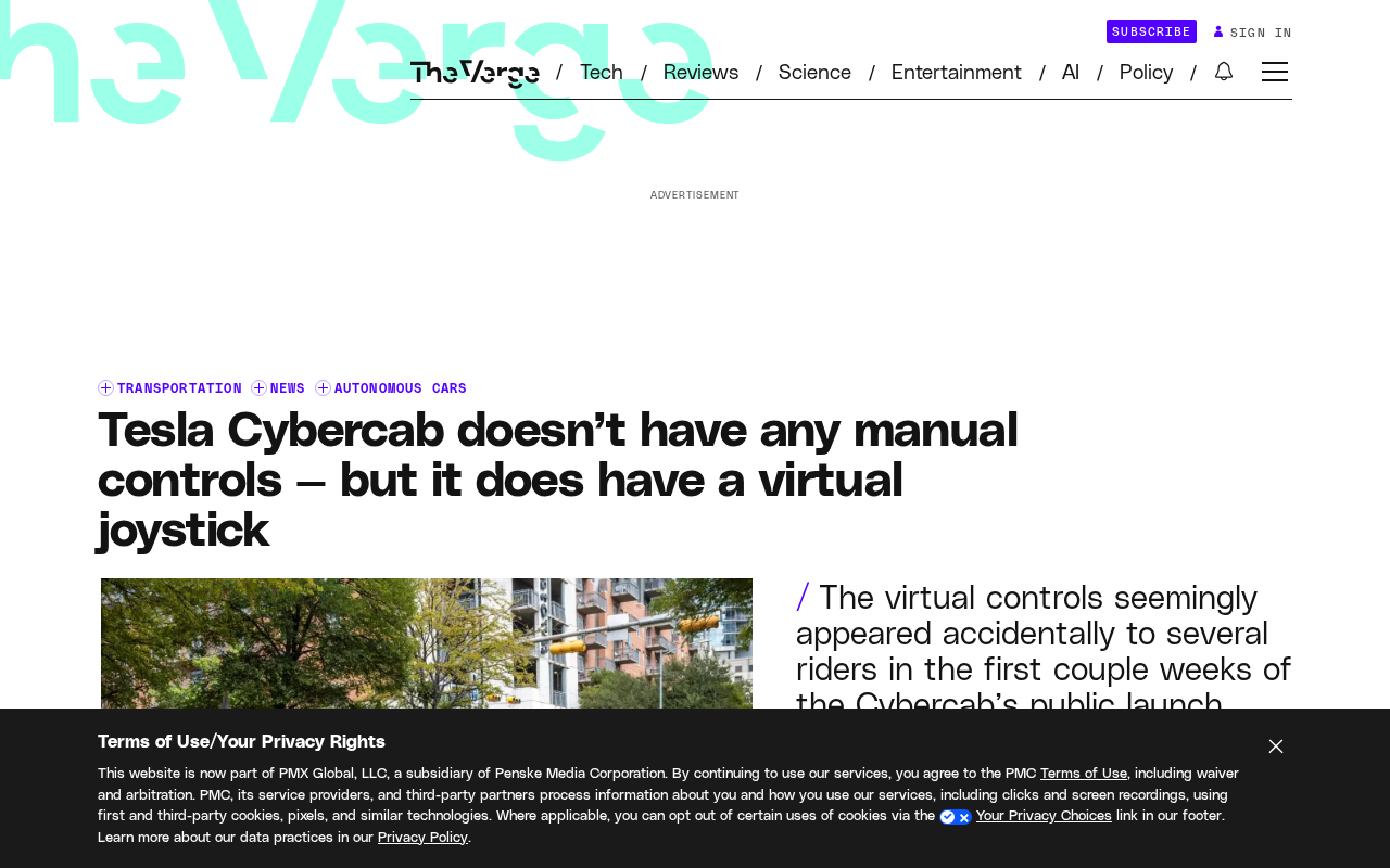 特斯拉Cybercab隐藏虚拟摇杆:无方向盘Robotaxi的手动操控秘密
