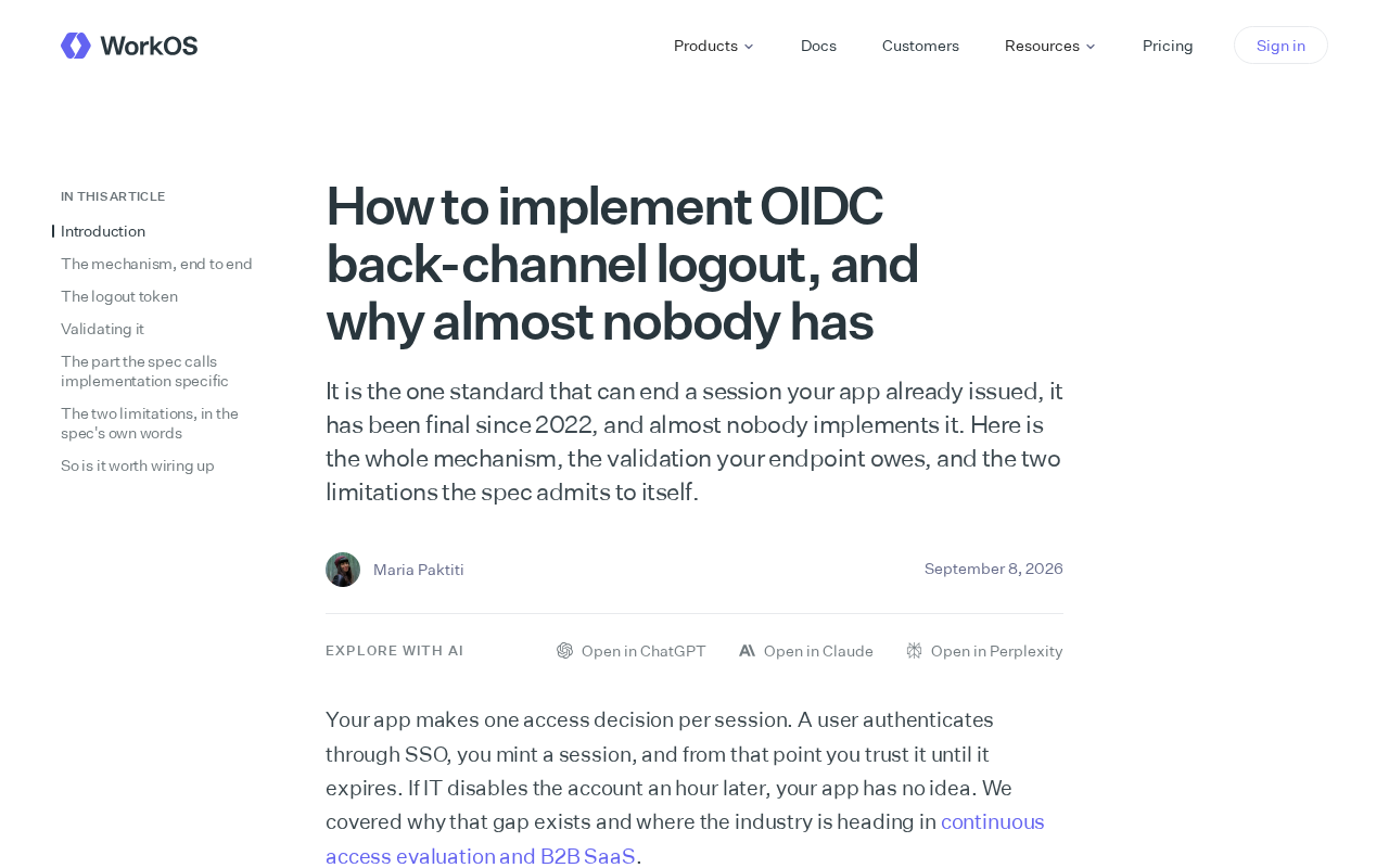 OIDC后端注销标准