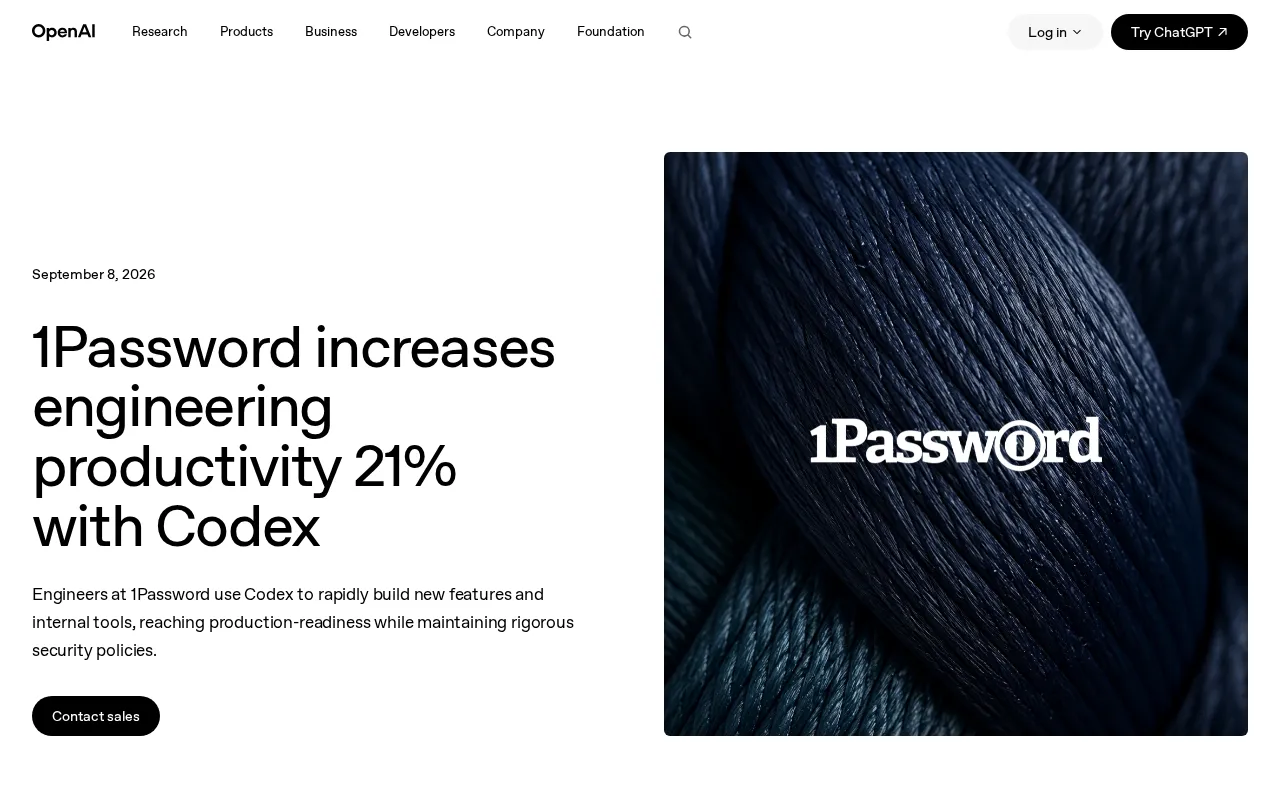 How 1Password Used Codex to Boost Engineering Productivity by 21%: An AI Coding Practice from a Security-First Company