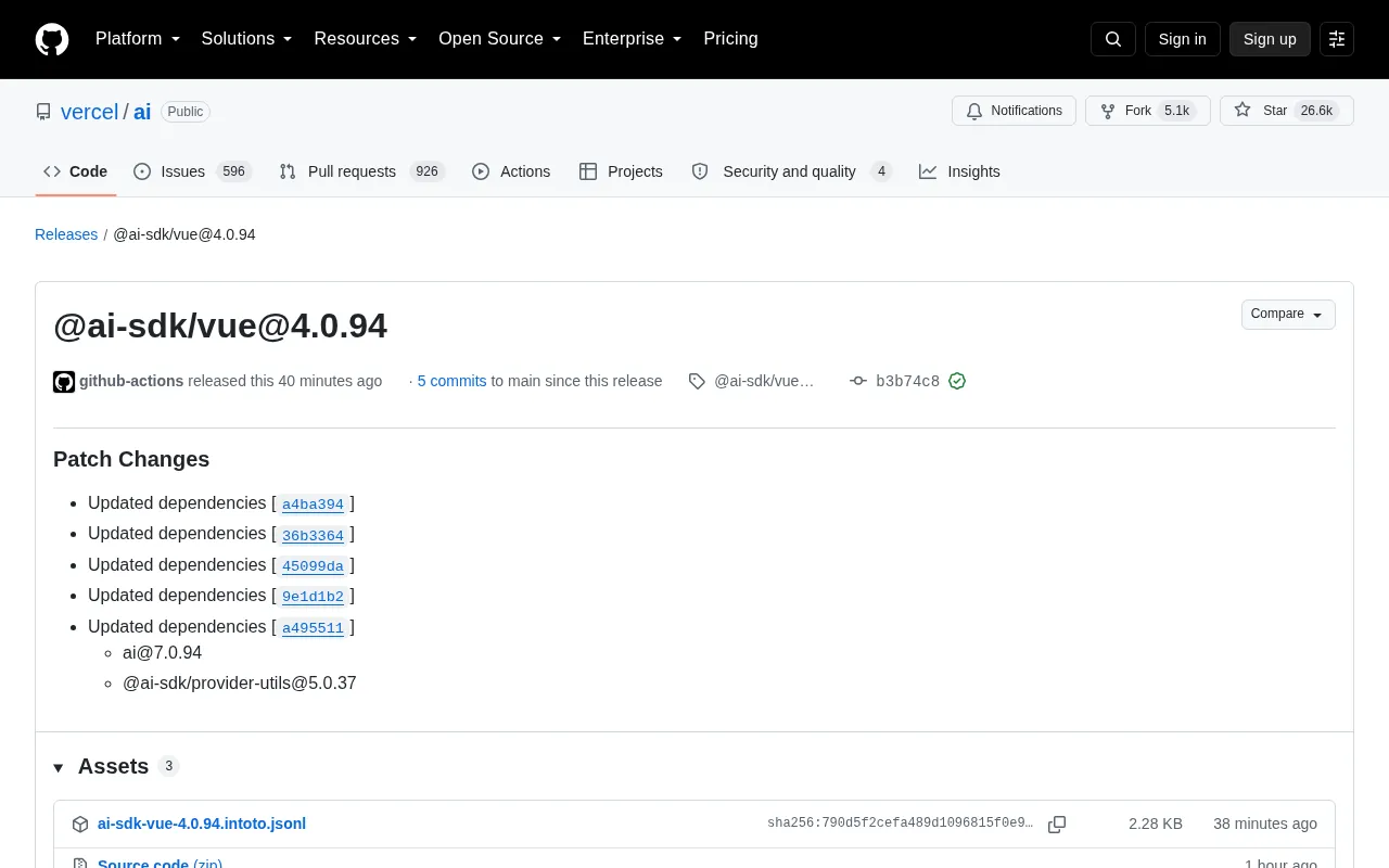 Vercel AI SDK Vue 4.0.94 Release: What You Need to Know