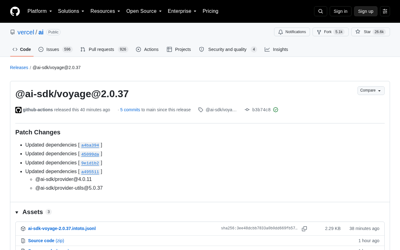 Vercel AI SDK Voyage 嵌入提供商 2.0.37 更新解读