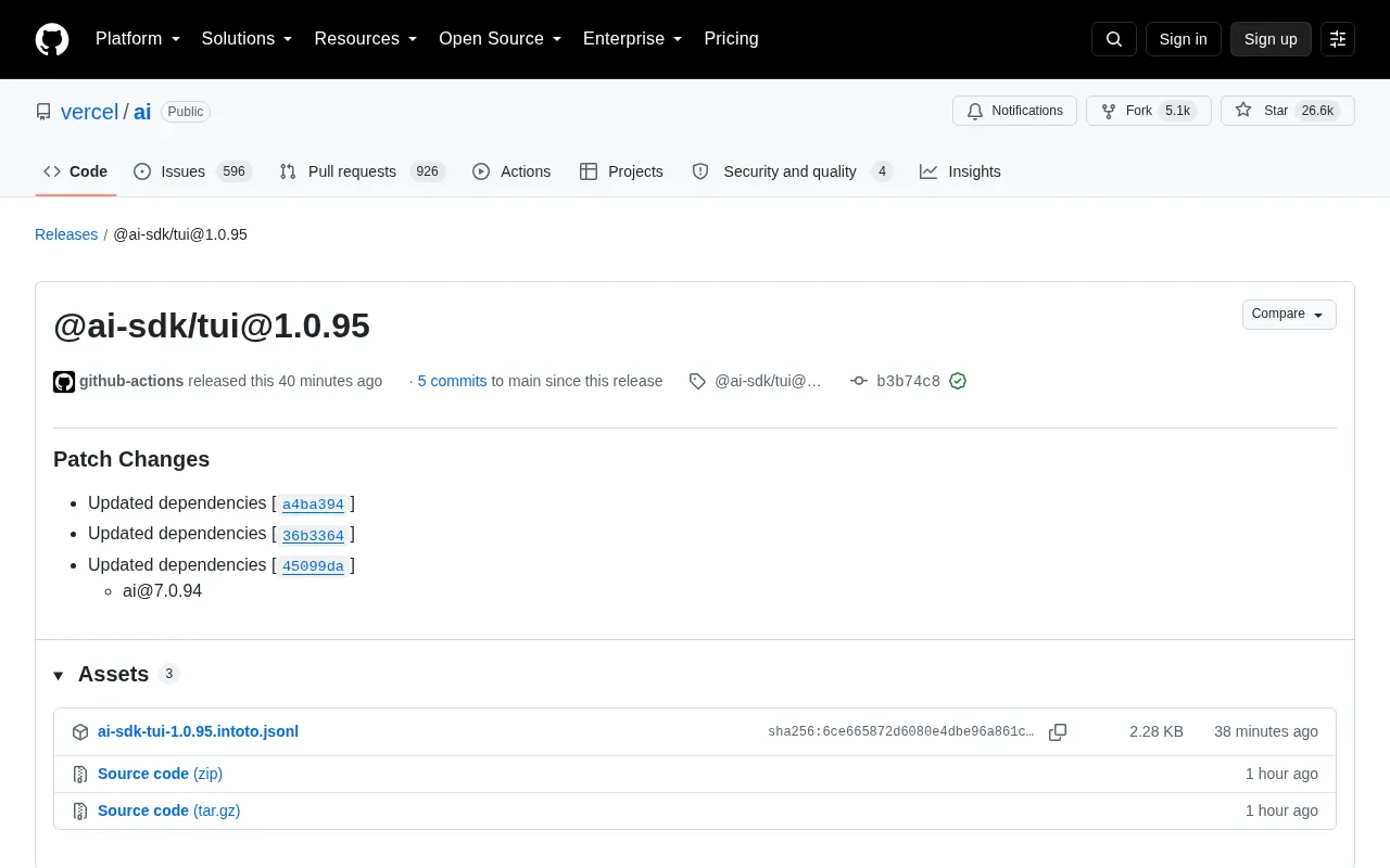 Vercel AI SDK TUI 1.0.95 Update Breakdown