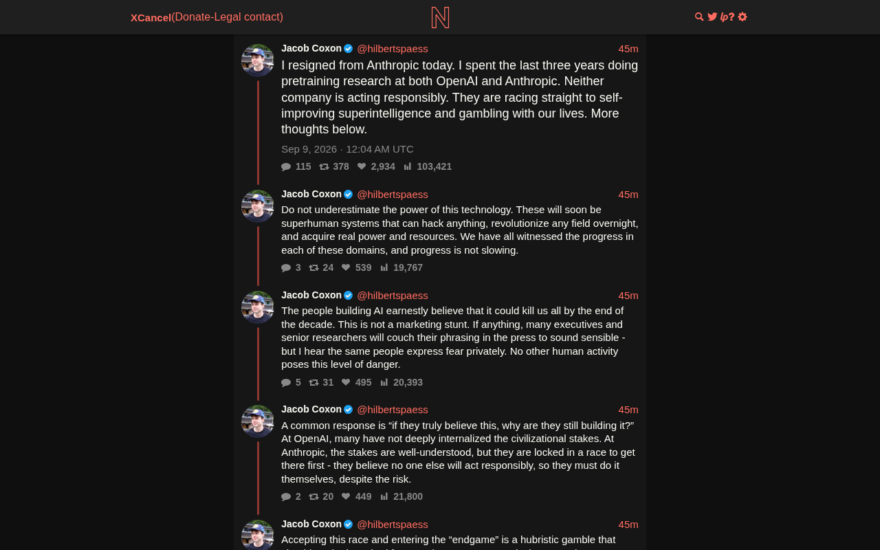 hackernews source: I Resigned from Anthropic Today