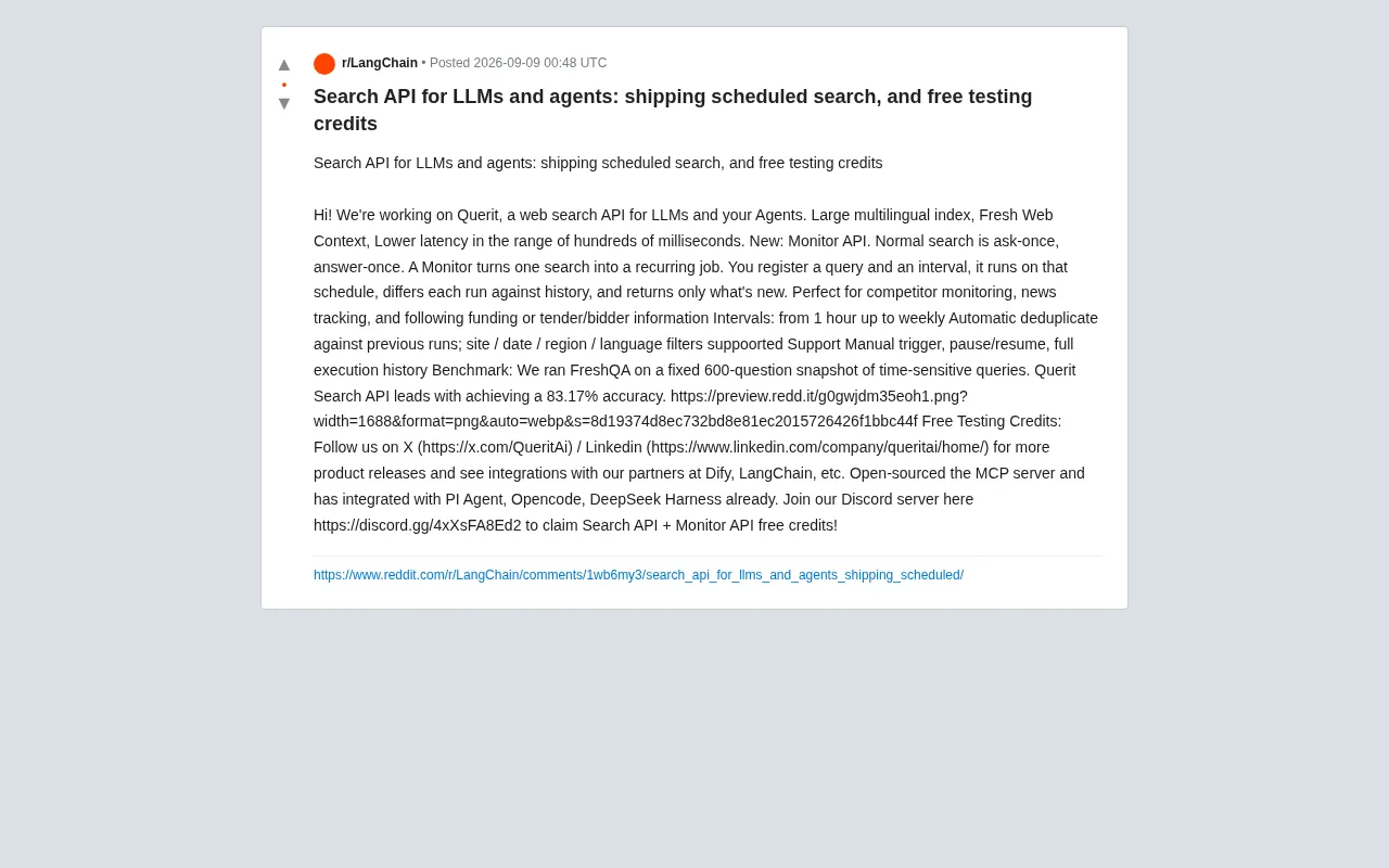 Querit Search API: Real-Time Search and Scheduled Monitoring for AI Agents