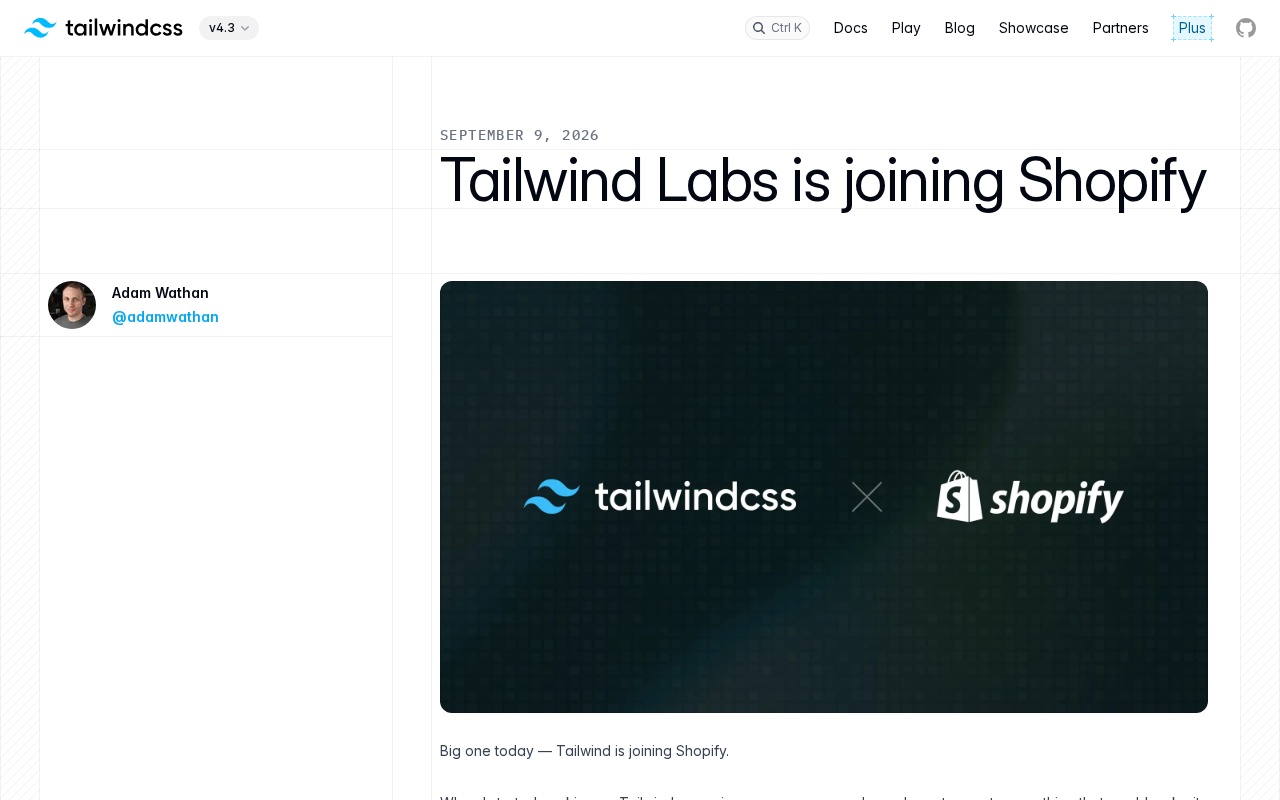 Tailwind Labs 加入 Shopify:CSS 框架与电商巨头的战略联姻
