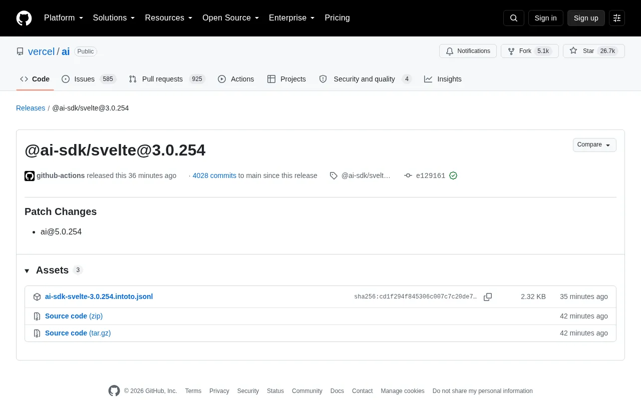 Vercel AI SDK Svelte 3.0.254 Update: What's New