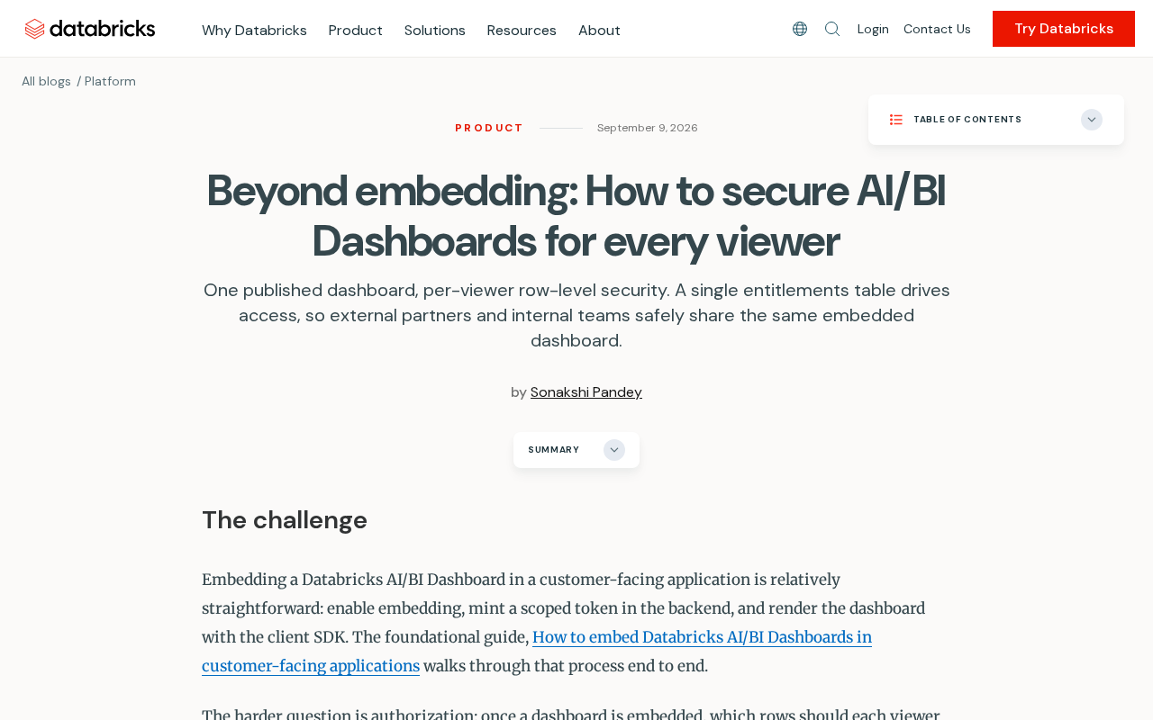 Security Guide for AI/BI Dashboard Embedding: Multi-Tenant Data Isolation and Access Control in Practice