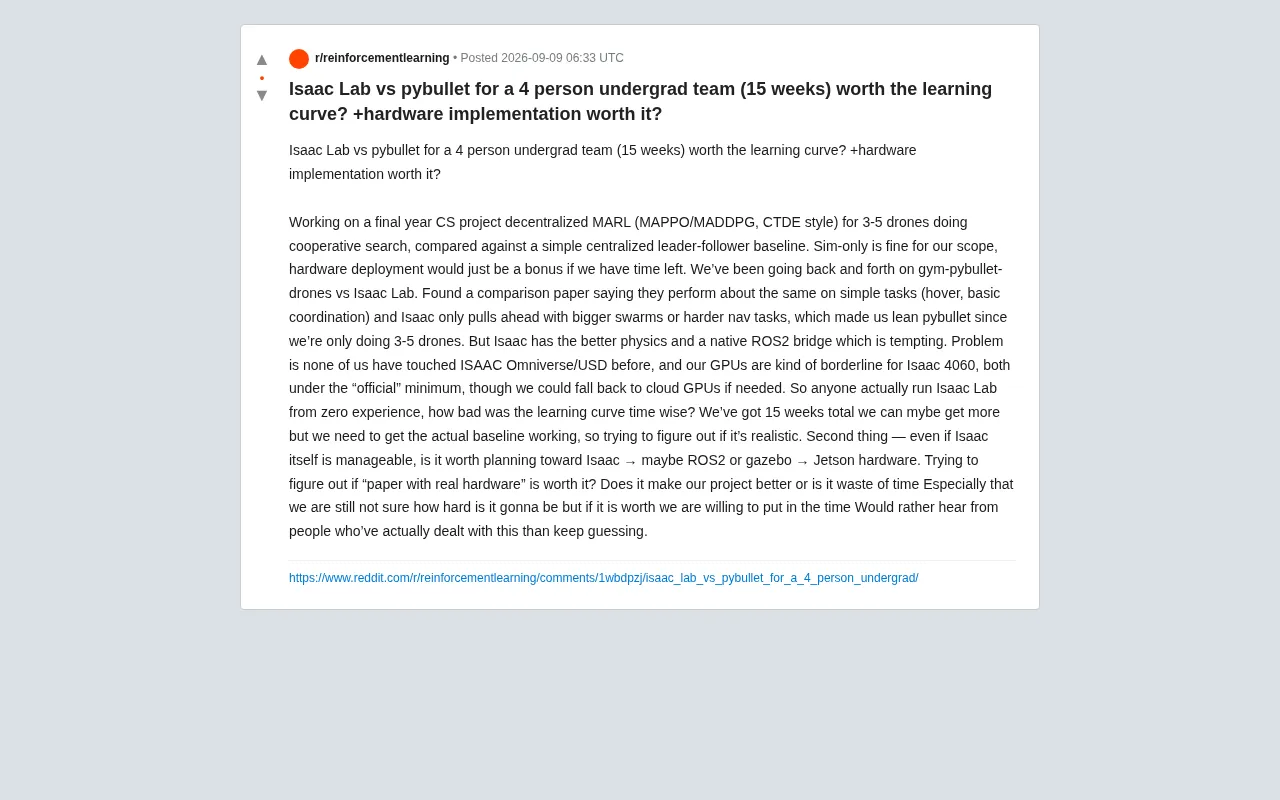 Isaac Lab vs. PyBullet for Your Thesis: A Selection Guide for Multi-Drone MARL Projects