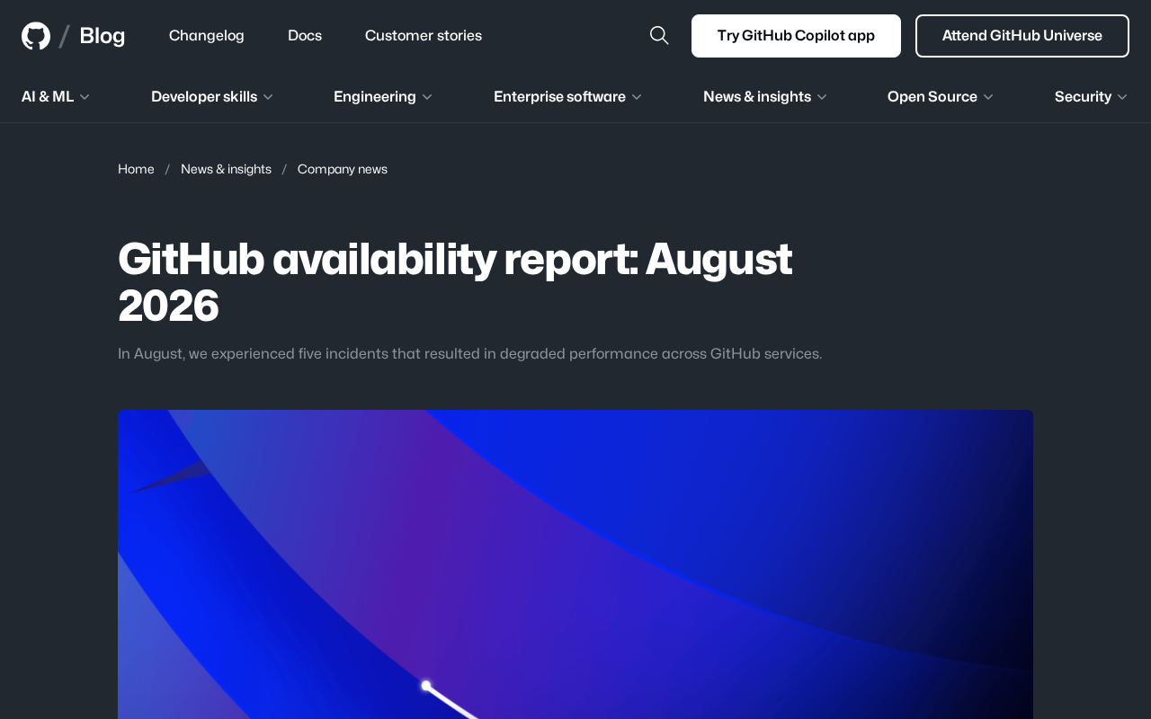 rss source: GitHub availability report: August 2026