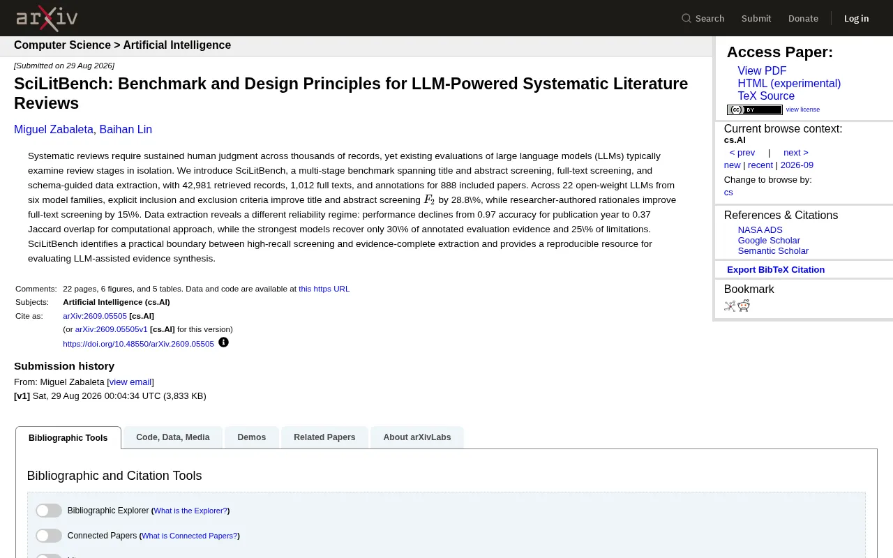 SciLitBench: A Full-Pipeline Benchmark for Evaluating LLM Capabilities in Systematic Literature Reviews