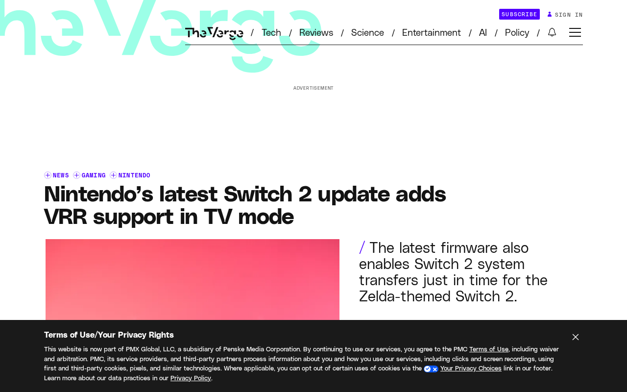 Switch 2固件23.0.0更新:TV模式VRR支持终于来了