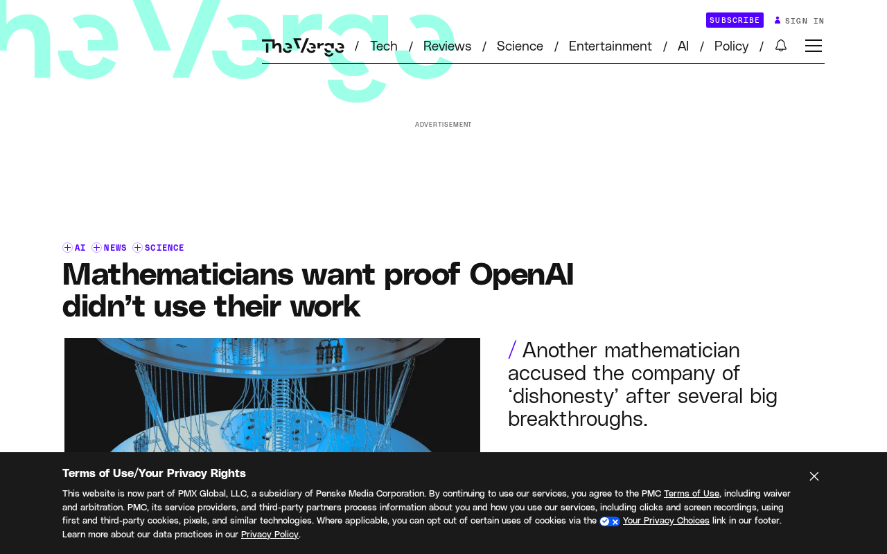 rss source: Mathematicians want proof OpenAI didn’t use their work