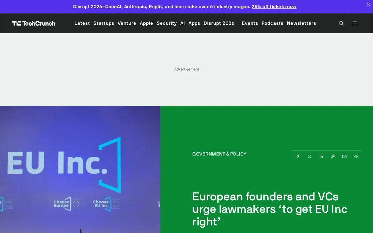 EU Inc Reform Faces Dilution Risk: Europe's VC Community Urges Lawmakers to Hold the Line
