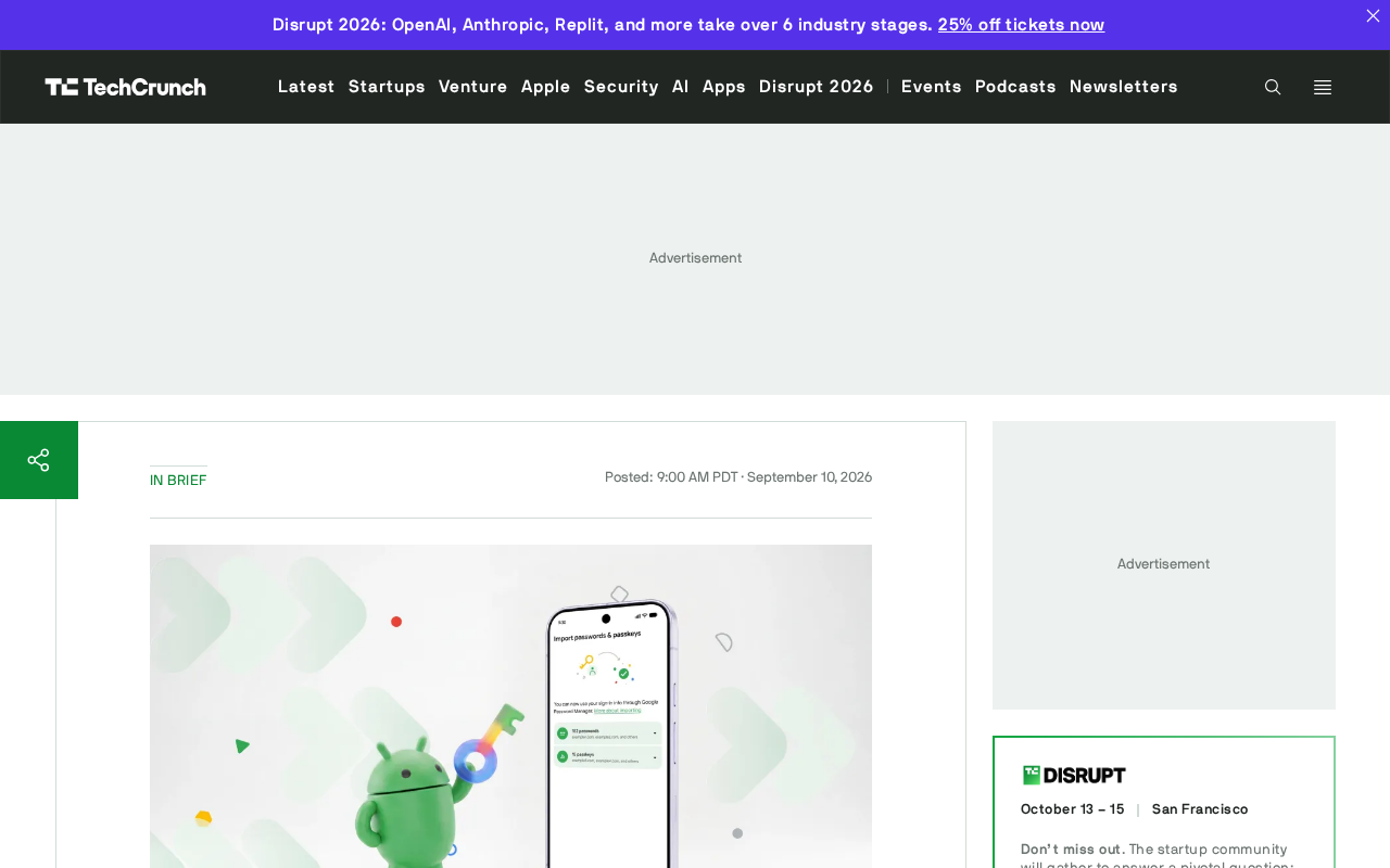 Google正在简化Android密码管理器之间的切换流程