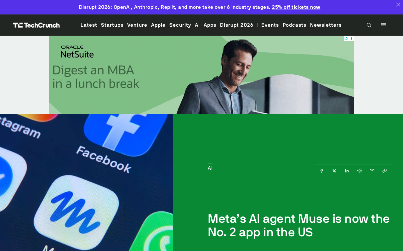 Meta's New AI App Muse Hits #2 in the US — So Why Is Growth Still Sluggish?