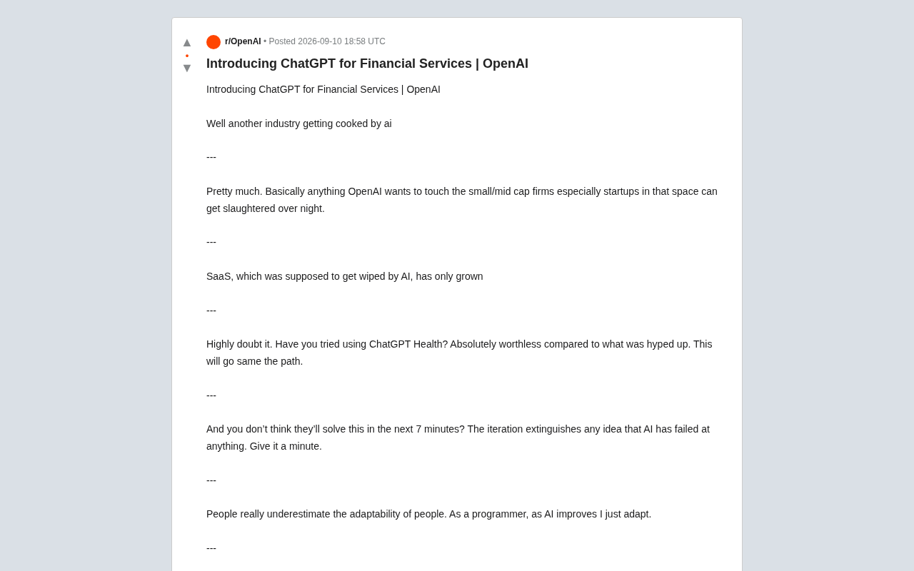 reddit source: Introducing ChatGPT for Financial Services | OpenAI