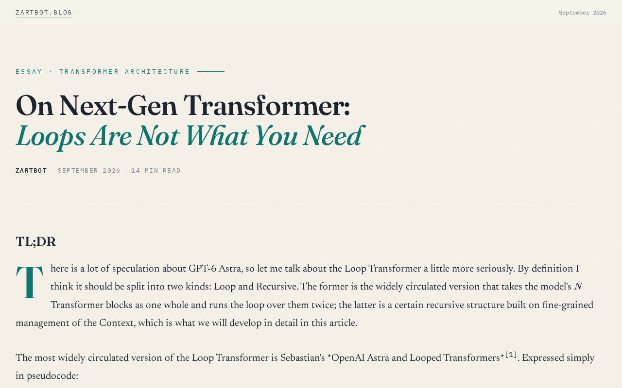 循环并非答案:下一代Transformer架构的突破方向在哪里?