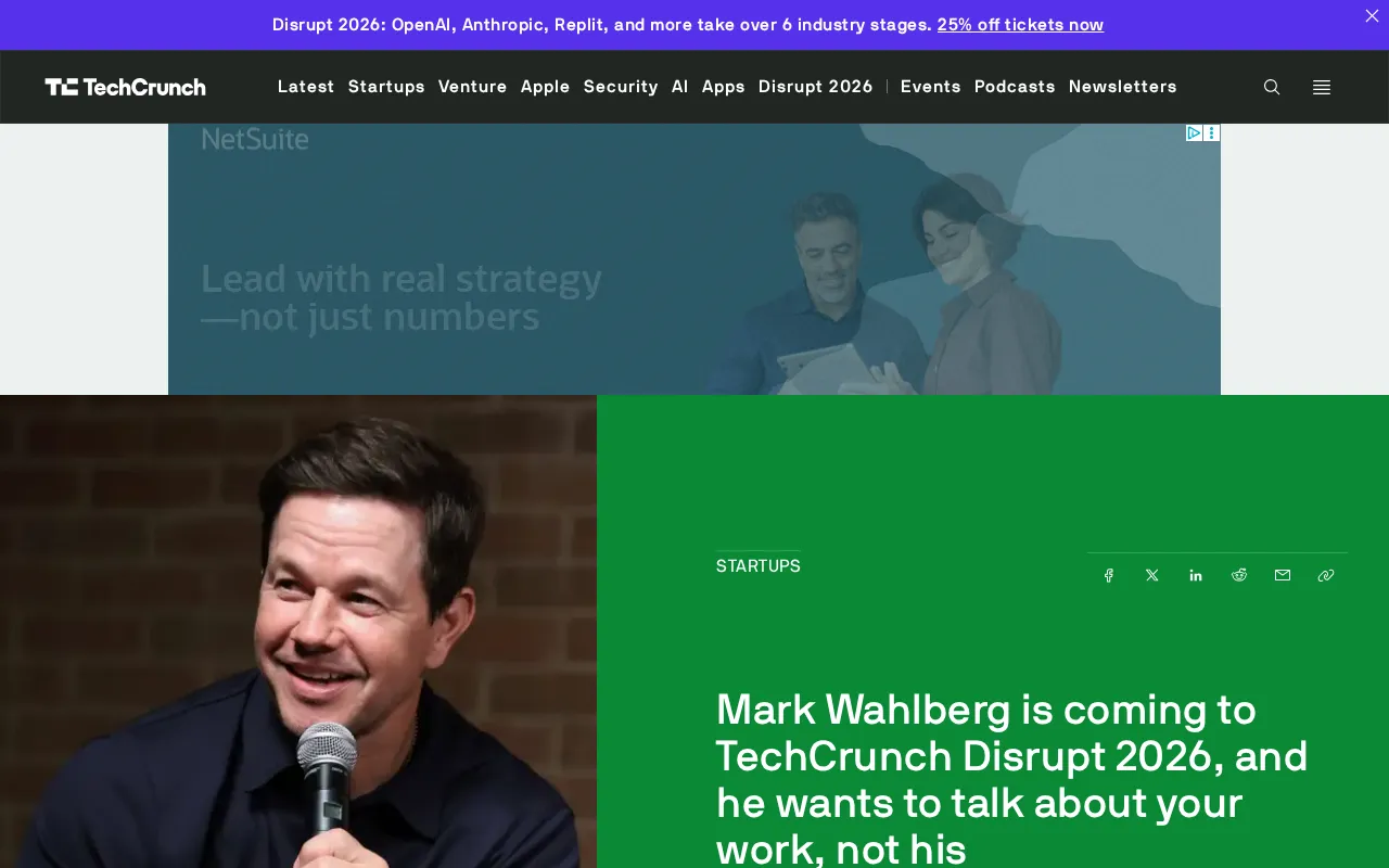 Mark Wahlberg Joins TechCrunch Disrupt: A Hollywood Star's Ambitions in Tech and Venture Capital