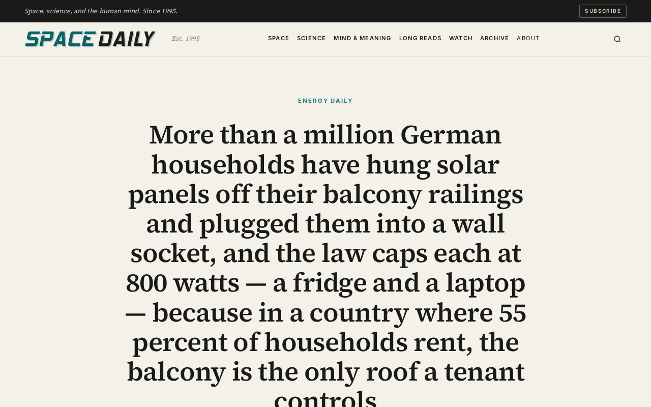 Balcony Solar Panels in Over a Million German Homes: A New Paradigm for Distributed Energy
