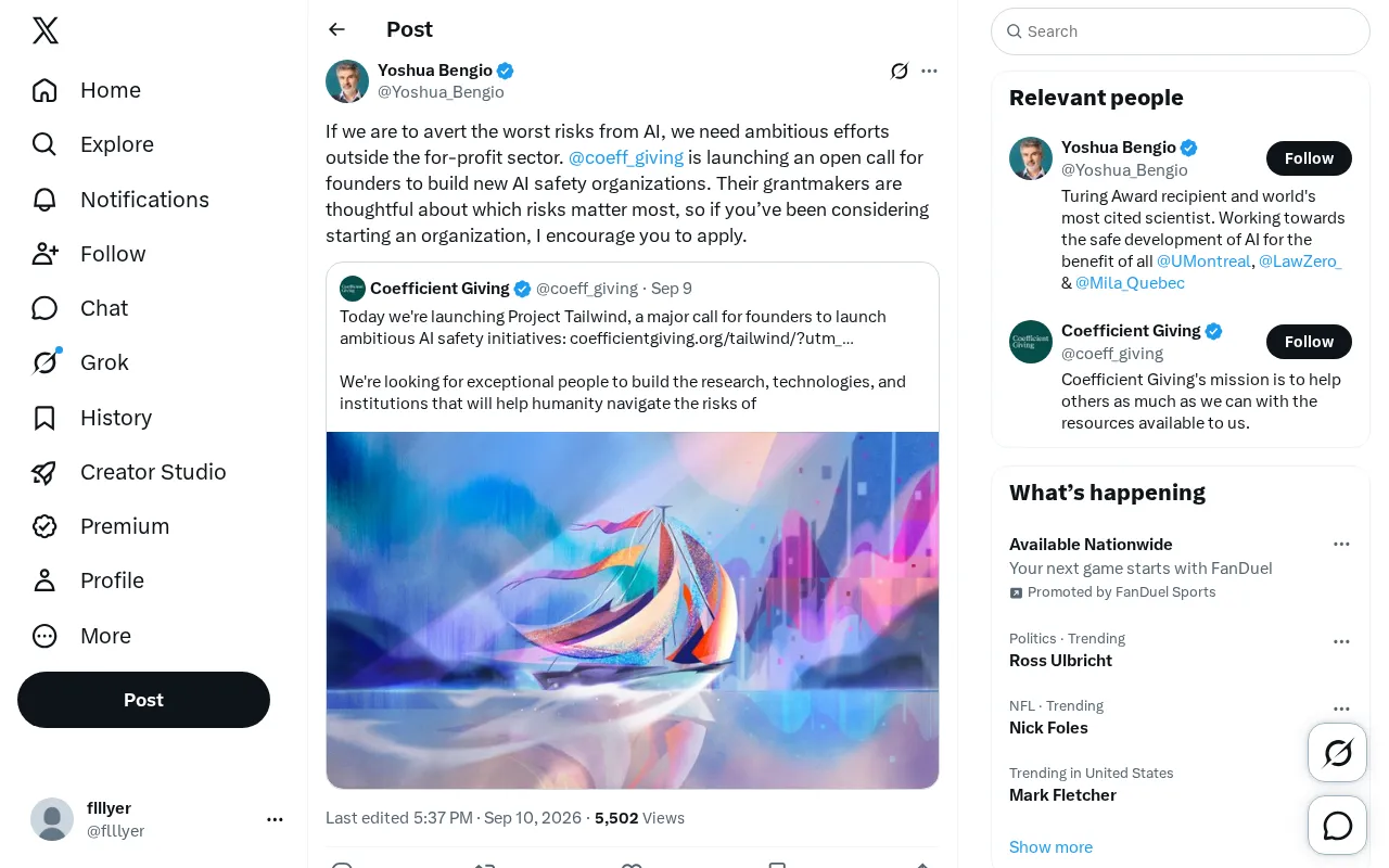 AI Safety Nonprofit Startups: Coefficient Giving Opens Founder Applications