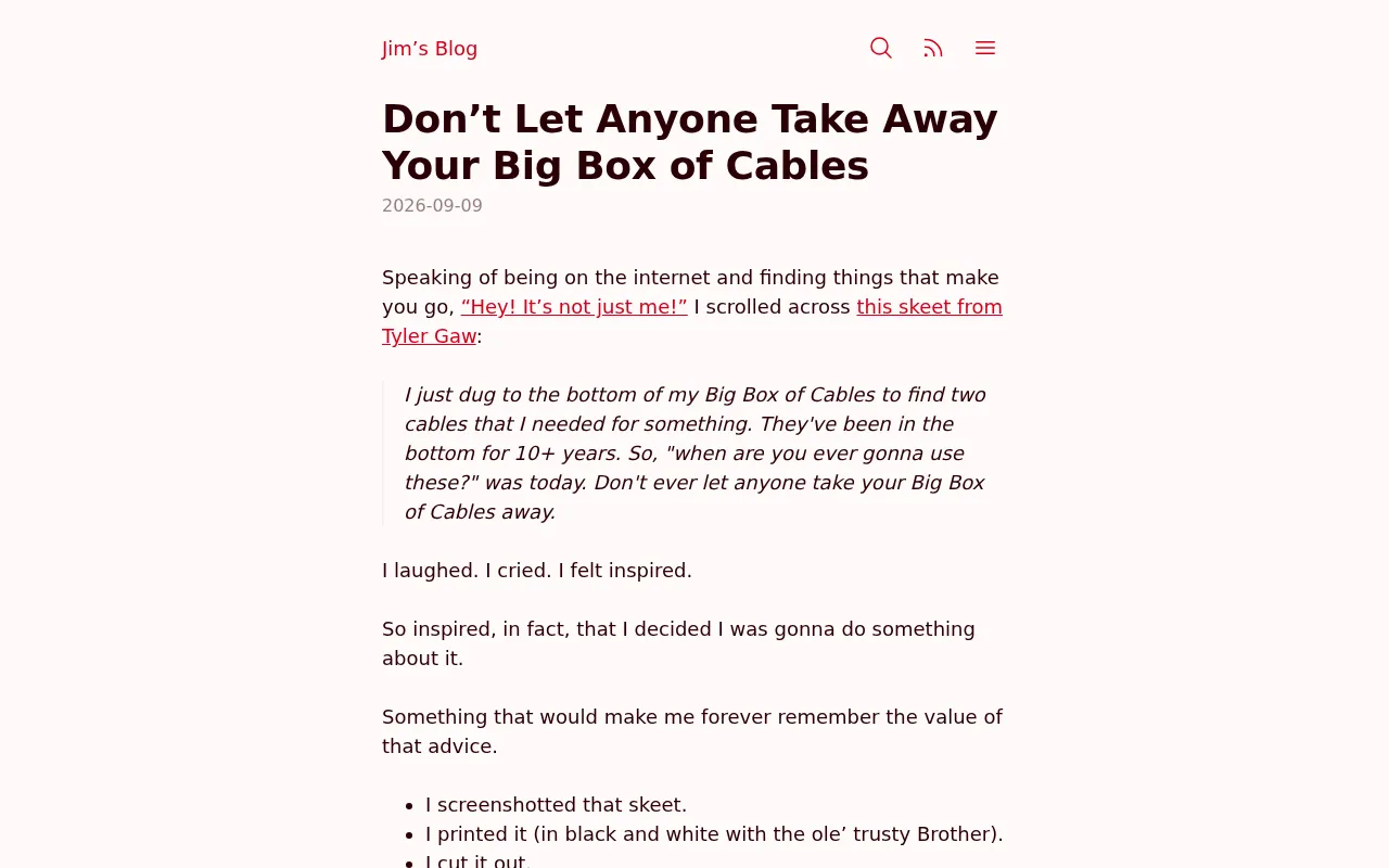 Don't Let Anyone Take Away Your Box of Old Cables: A Metaphor for Technical Hoarding