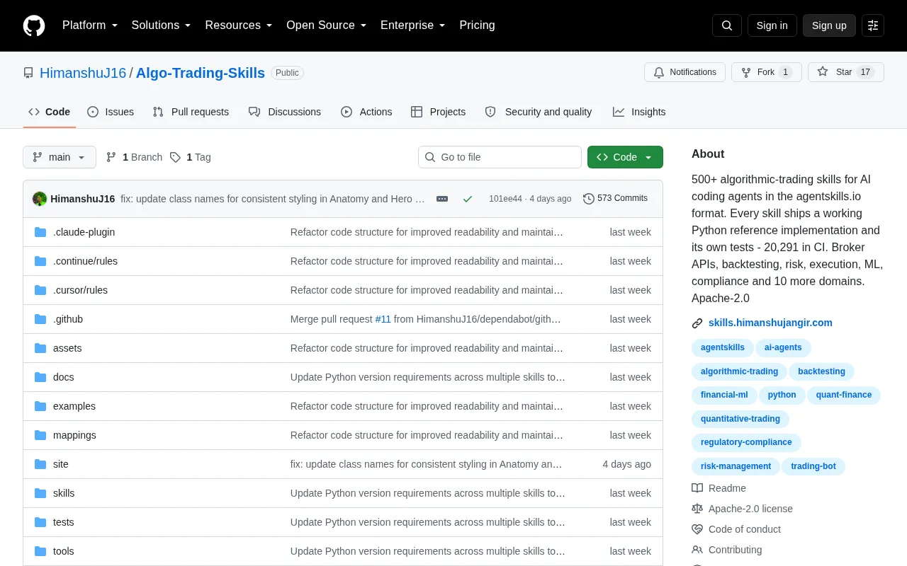 Algo-Trading-Skills: Equipping AI Agents with 501 Quantitative Trading Skills
