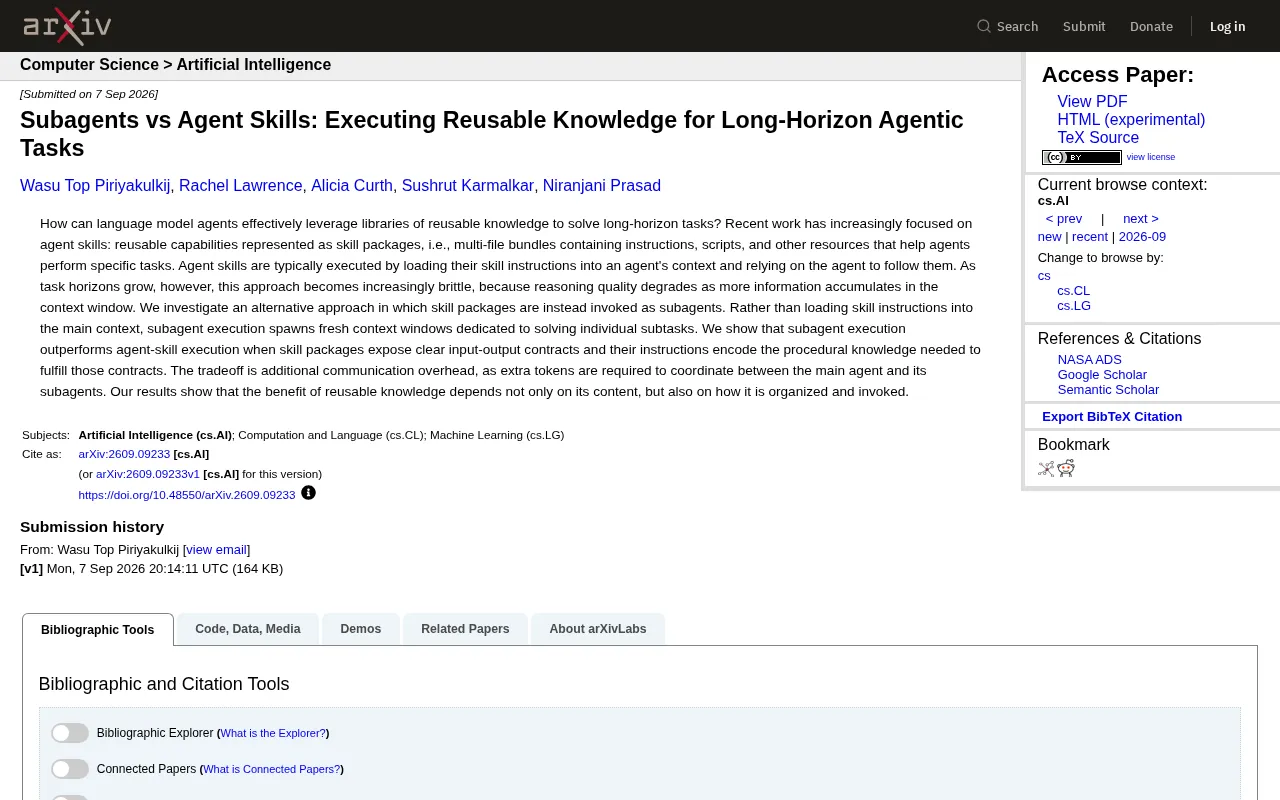 Subagents vs. Skill Packages: The Optimal Execution Strategy for Long-Horizon Tasks