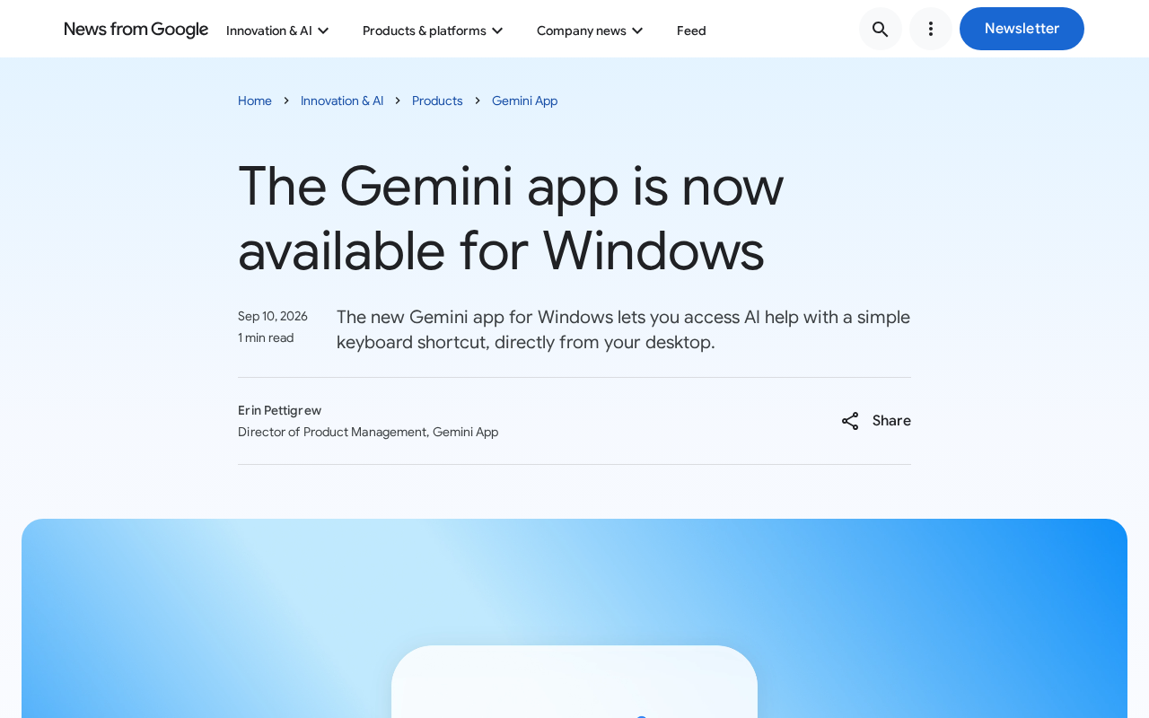 谷歌Gemini桌面应用登陆Windows:AI助手争夺战升级