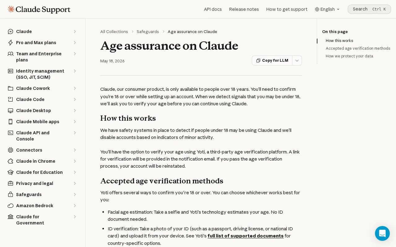 hackernews source: Claude is no longer available for minors