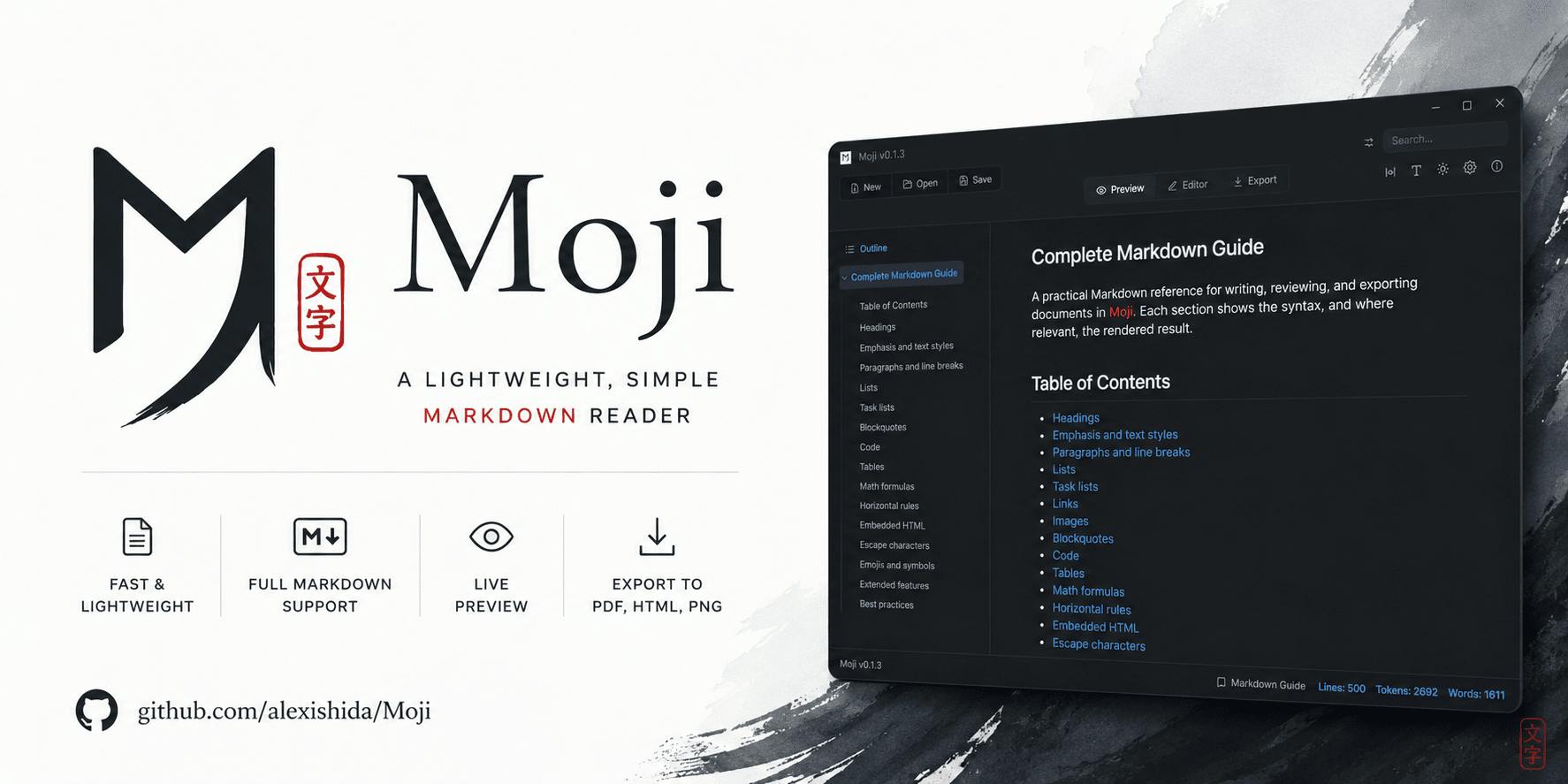 Moji:轻量开源Markdown阅读器,像打开PDF一样阅读md文件