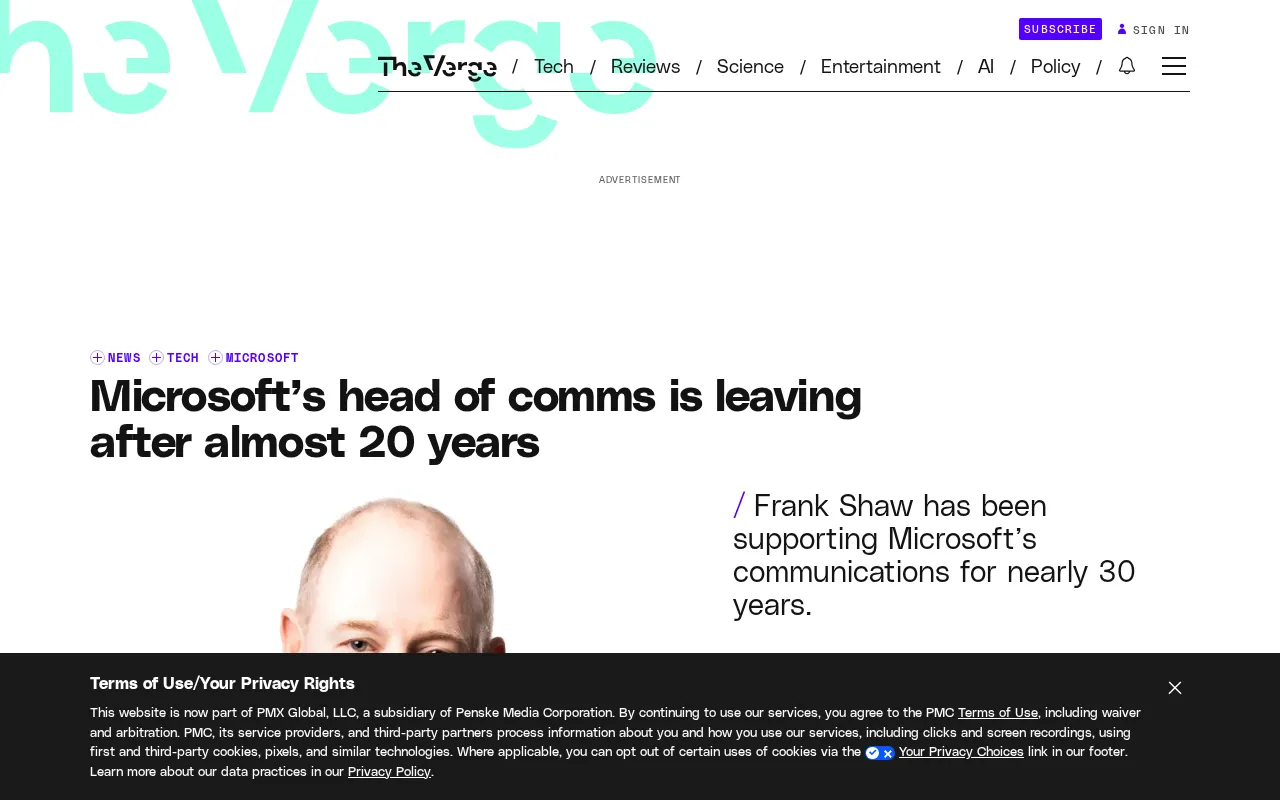 Microsoft Chief Communications Officer Frank Shaw Departs After Nearly 29 Years