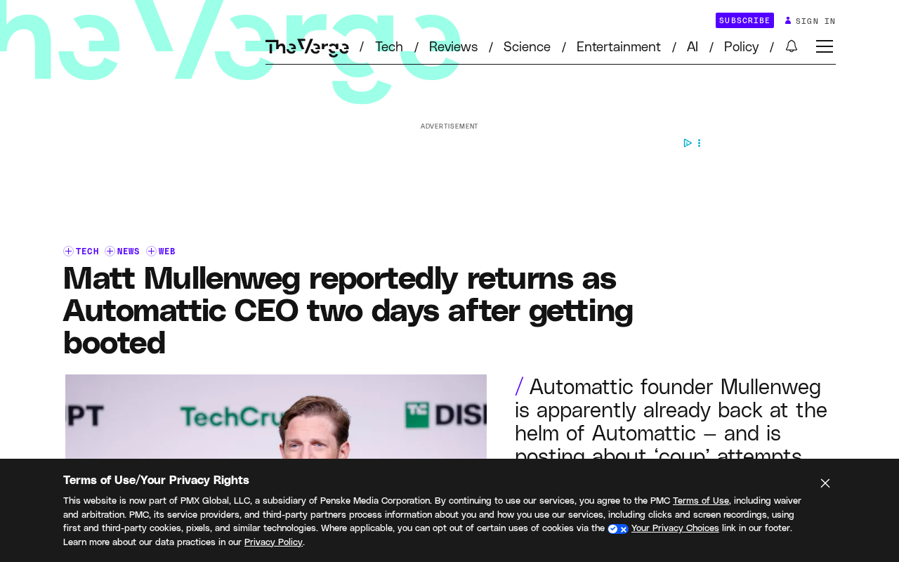 Matt Mullenweg Reportedly Returns as Automattic CEO Just Two Days After Being Placed on Leave