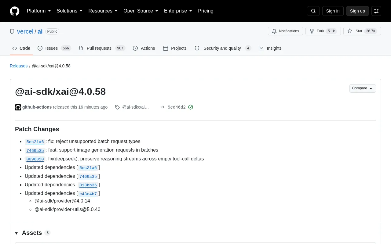 Vercel AI SDK Update: @ai-sdk/xai 4.0.58 — Batch Processing and Image Generation Improvements