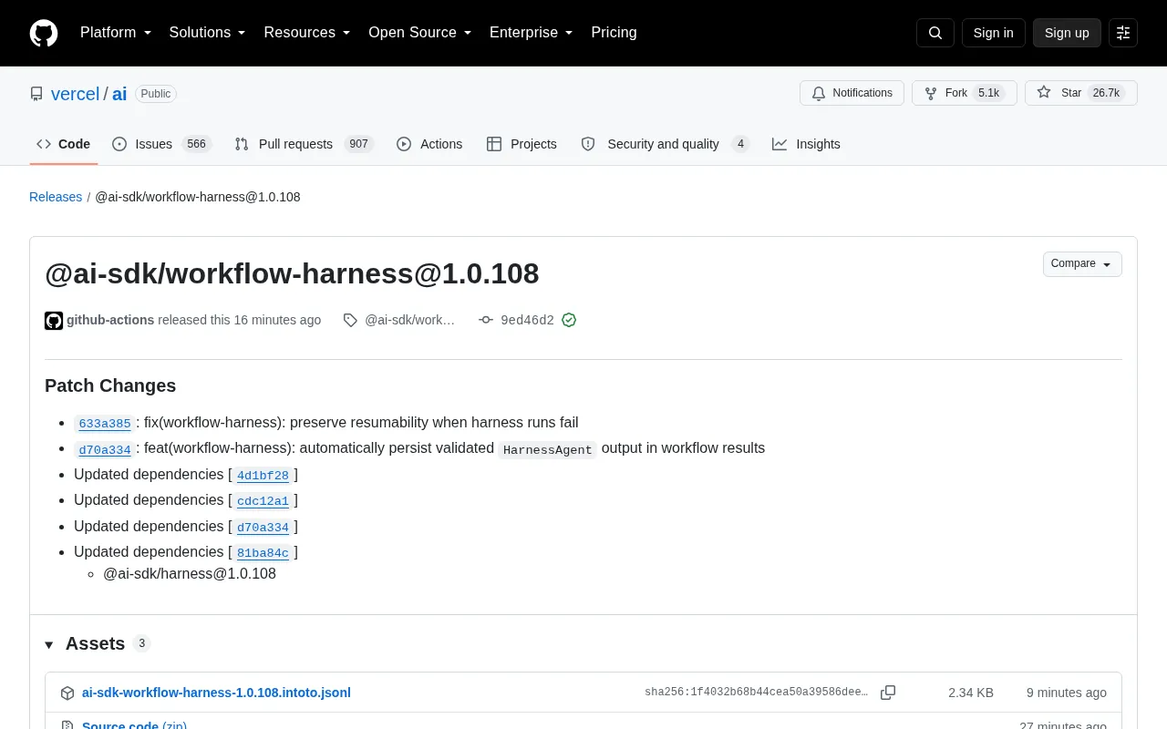 Vercel AI SDK Update: workflow-harness Fixes Resumability Issues