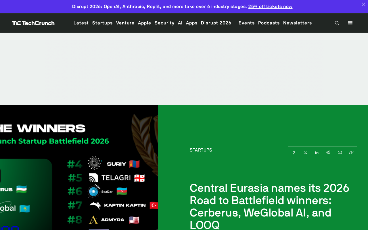 Three Central Eurasian Startups Advance: Cerberus, WeGlobal AI, and LOOQ Qualify for TechCrunch Startup Battlefield
