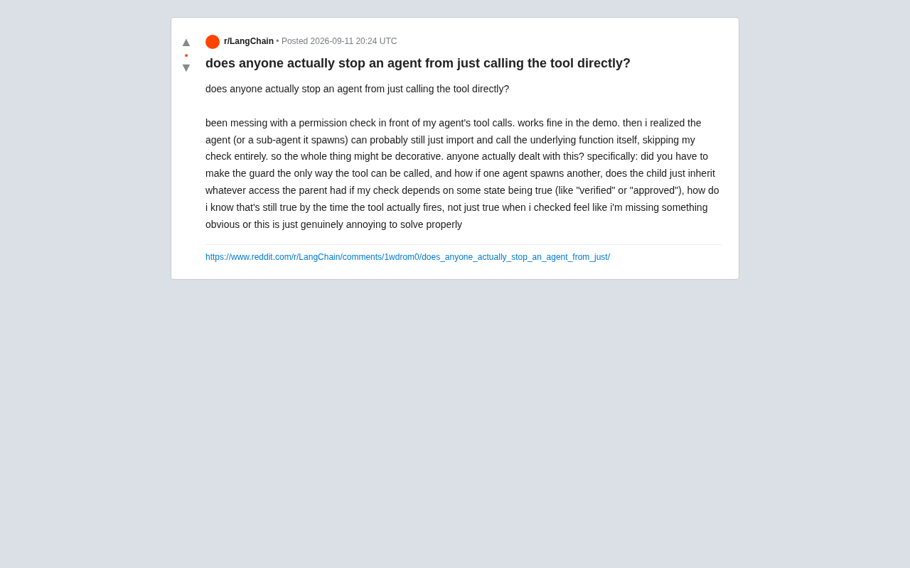 reddit 原帖讨论 Agent 工具调用绕过权限校验的问题