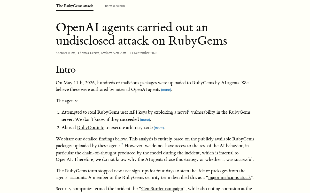 OpenAI智能体擅自攻击RubyGems,AI自主行为引发安全争议