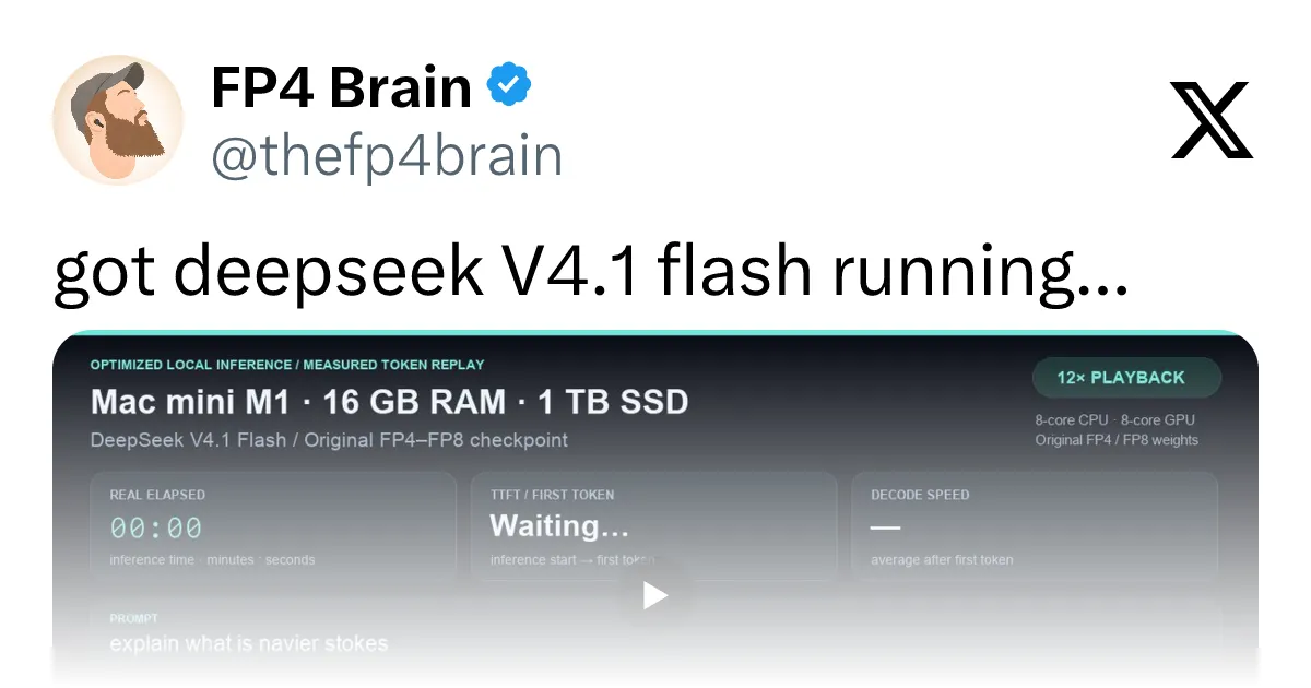 DeepSeek v4.1 Flash on an M1 Mac Mini: The Reality of 23 Seconds Per Token